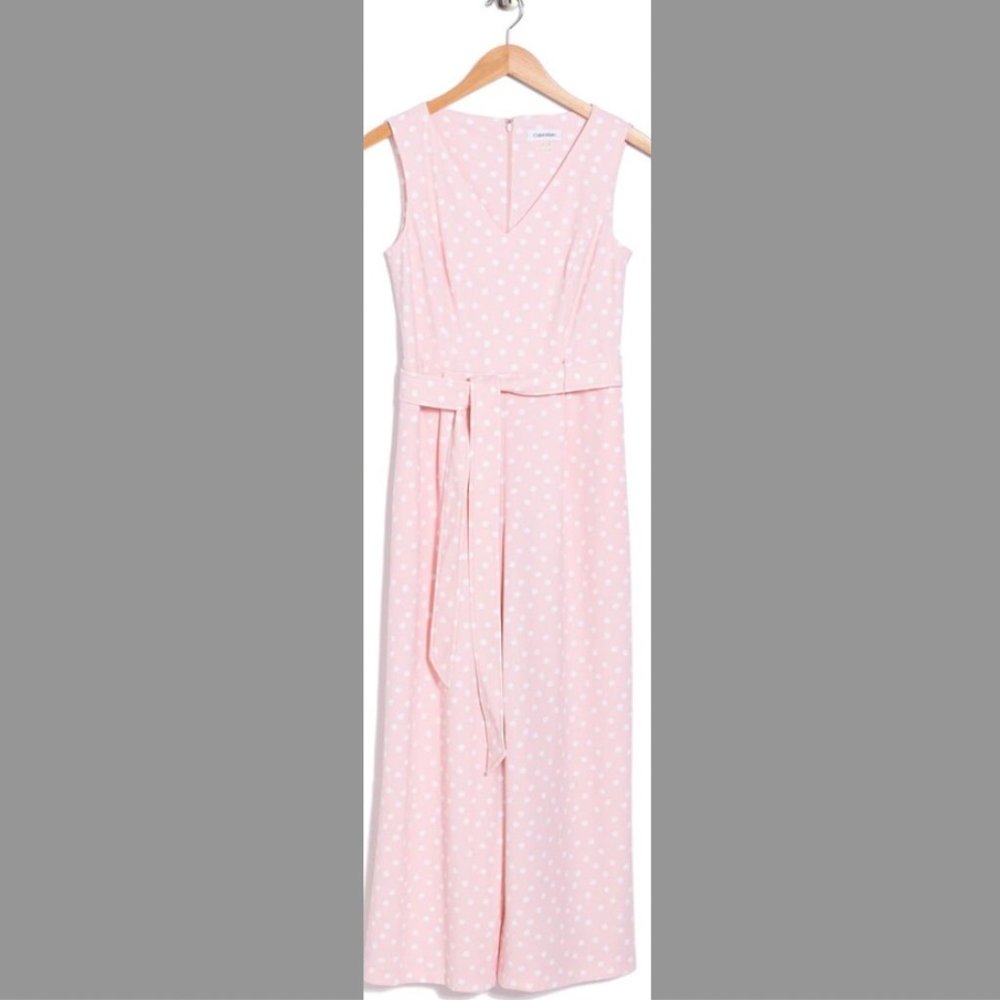 calvin klein pink polka dot jumpsuit